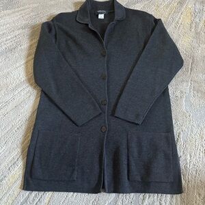 Country Shop gray Wool knit sweater jacket  cardigan button front collar medium